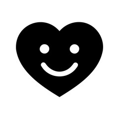 Obraz premium A smiling black heart emoticon with white eyes and mouth illustration