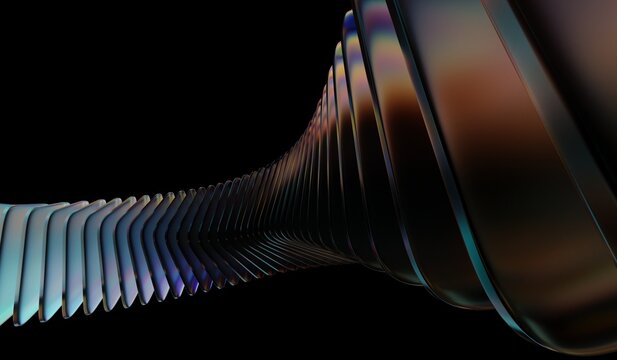 Glass chromatic cube block shapes render, neon light holographic gradient, teal and orange caustic effect, abstract crystal pattern, 3D illustration showing black 3D background.