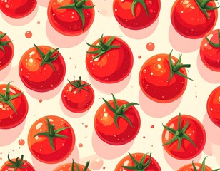 Cute red tomatoes pattern arranged diagonally, featuring playful and whimsical designs, perfect for kids&rsquo; prints, stationery, or fun decorative projects