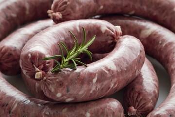 raw sausages with a marbled texture