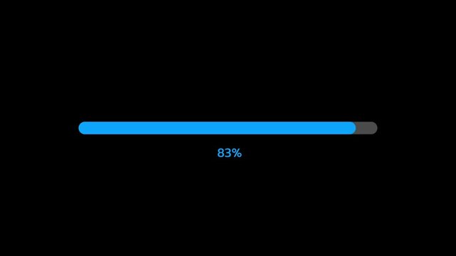 Blue long loading bar with round ends and percentage text below. Perfect for corporate UI, software demos, and tech visuals.