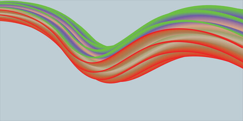 Abstract Flowing Waves of Color on Light Blue Background