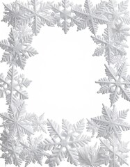 Snowflake frame on white, delicate, wintery pattern