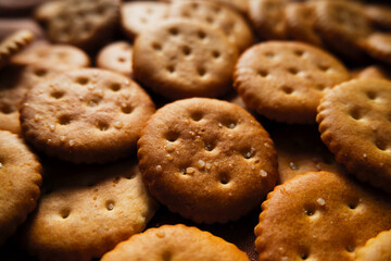 Round sweet Crackers Arrangement – Delicious Snack Background
