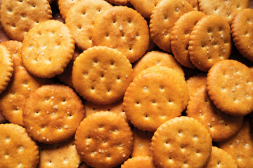 Golden Crispy Crackers Stacked in a Tasty Food Background
