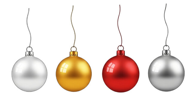 A delightful collection of shiny metallic and vibrant red baubles, perfectly arranged for festive holiday season decoration and cheer