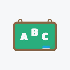 Cartoon illustration of a chalkboard with a blue eraser for a back to school themed image icon