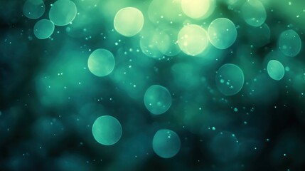 Abstract Bokeh Background with Shimmering Green and Teal Lights