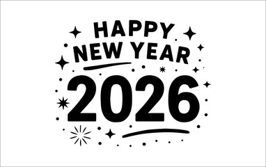 Fototapeta premium Happy New Year 2026 Typography Design 