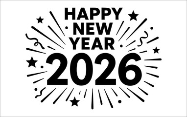 Happy New Year 2026 Typography Design 