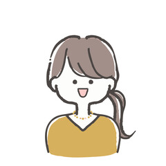 サイドテールで結んだ若い女性の単体イラスト