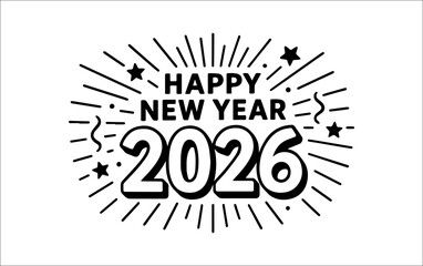 Happy New Year 2026 Typography Design 