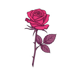 Fototapeta premium Stylish Pink Rose Vector Illustration Romantic Minimalist Artwork