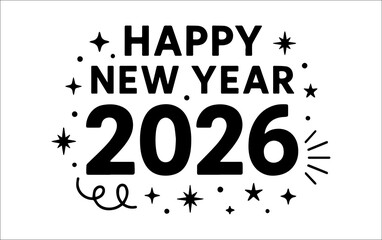 Happy New Year 2026 Typography Design 