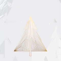 Minimal Gold Line Christmas Tree Pattern