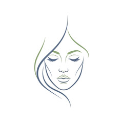 Obraz premium Woman Face Logo Minimalist Design Illustration Beauty Brand