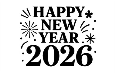 Happy New Year 2026 Typography Design 