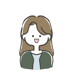 ロングヘアーの可愛いビジネスウーマンの単体上半身イラスト