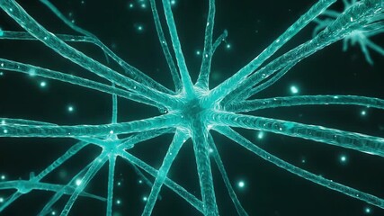 Glowing teal neuron network synapse connection abstract science medical technology concept - Powered by Adobe