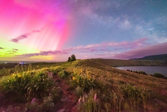 Northern Lights And The Milky Way - Powered by Adobe