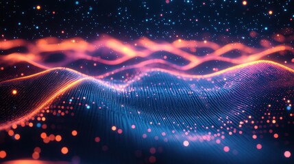 Dynamic Digital Landscape of Glowing Light Waves and Scattered Particles