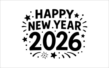 Happy New Year 2026 Typography Design 