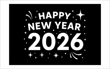 Happy New Year 2026 Typography Design 