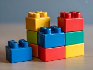 Fototapeta premium Colorful building blocks toys, plastic building blocks 