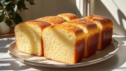 Golden Brown Freshly Baked Brioche Bread Loaves on a Wooden Plate