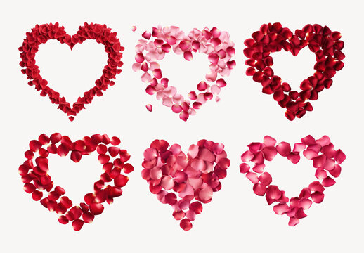 Heart Shaped Rose Petal Designs Element Set