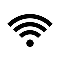 Simple black Wi-Fi signal icon isolated on white background.