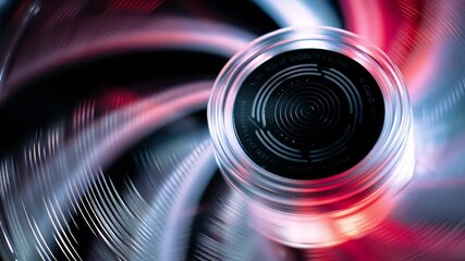Abstract lens and spiral: A close-up view of a precision lens against a backdrop of swirling light streaks, creating a sense of motion and technological advancement.