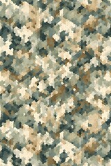 ia generated. Digital camouflage pattern in green and beige tones, ideal for military backgrounds, tactical designs, and outdoor-themed projects.
