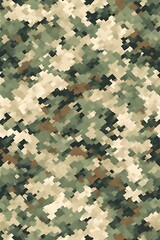 ia generated. Digital camouflage pattern in green and beige tones, ideal for military backgrounds, tactical designs, and outdoor-themed projects.
