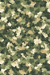 ia generated. Digital camouflage pattern in green and beige tones, ideal for military backgrounds, tactical designs, and outdoor-themed projects.
