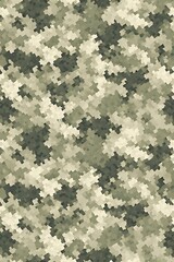 ia generated. Digital camouflage pattern in green and beige tones, ideal for military backgrounds, tactical designs, and outdoor-themed projects.

