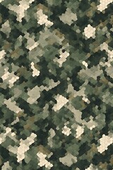 ia generated. Digital camouflage pattern in green and beige tones, ideal for military backgrounds, tactical designs, and outdoor-themed projects.
