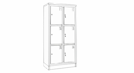 Detailed drawing of a six-door locker cabinet, perfect for storage solutions.