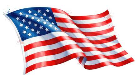 American flag waving with stripes and stars isolated on white background vector