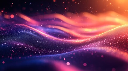 Vibrant Glowing Digital Waves with Sparkling Particles and Gradient Colors