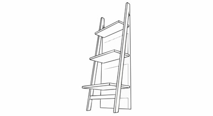Minimalist Ladder Shelf Sketch - Modern Home Decor Illustration.
