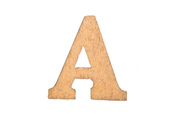 Letter “A” featuring natural wood texture in a transparent PNG format.
