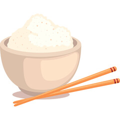 Simple Bowl of White Rice with Wooden Chopsticks on a Transparent Background A Healthy Staple Food For Asian Cuisine Representing Nutrition And Simplicity