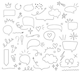 Hand drawn doodle speech bubble set