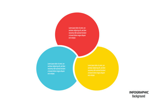 Business Infographic Chart Template Venn Diagram 3 Options Presentation Steps with Vector Illustration. Venn Diagram Elements