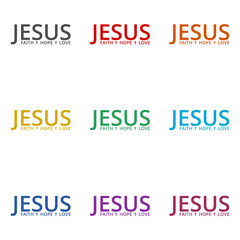 Naklejka premium Jesus, faith, hope, love icon isolated on white background. Set icons colorful