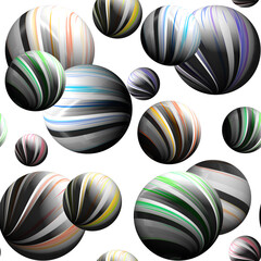 Seamless pattern of bright glossy abstract 3D balls.