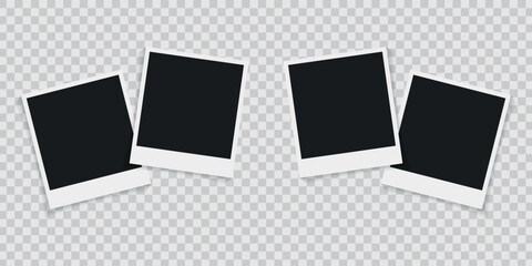 Realistic polaroid empty photo frame mock up with shadow Vector illustration