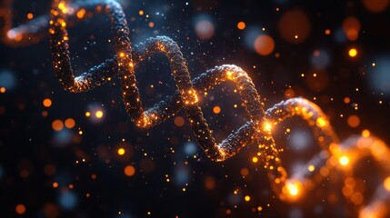 Vibrant Glowing Dna Helix Structure with Energetic Particles