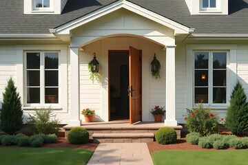 A house with the front door opening and closing rhythmically.